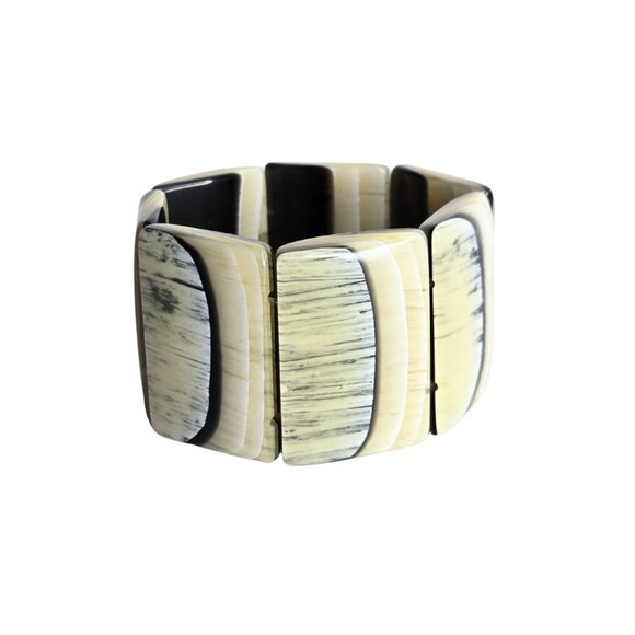 Horn Bracelet Stretch Wide Beaded Statement Elastic Bracelet - Picture 8 of 8